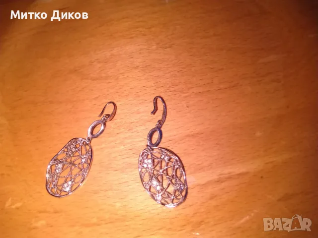 Сребърни обеци уникат с 11 малки камъчета проба 925 нови, снимка 4 - Обеци - 47307126