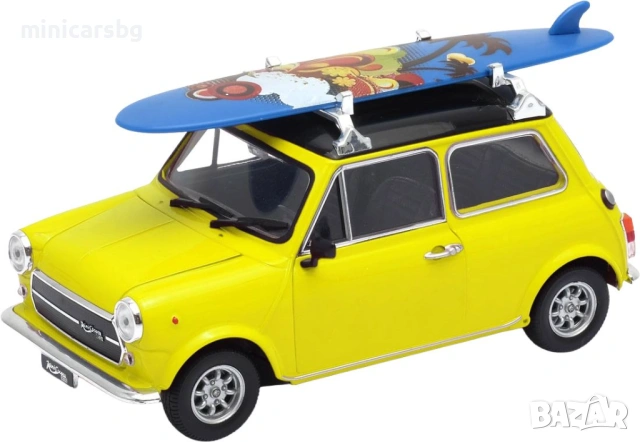 Метални коли Mini Cooper 1300 1:24 жълта количка със сърф