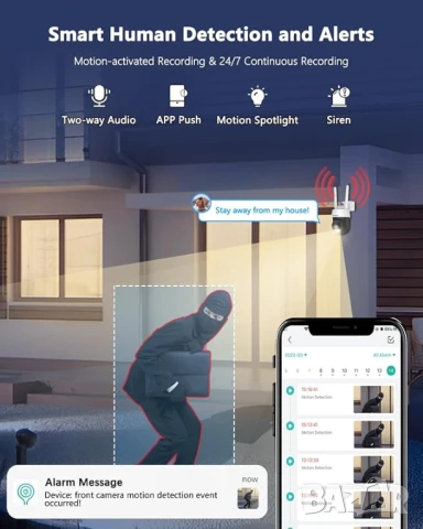 UCOCARE 5MP+32G карта WiFi UHD охранителна камера за външен монтаж IP67, снимка 4 - IP камери - 51101099