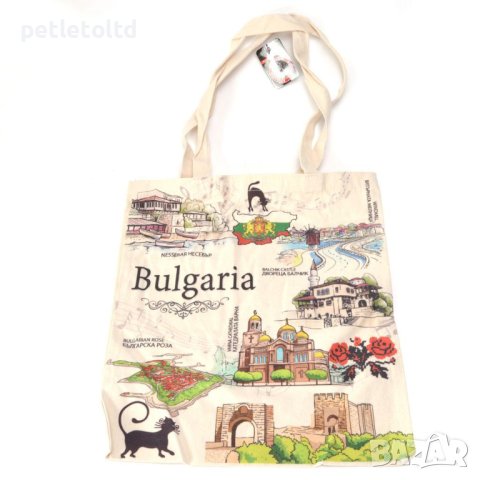 Сувенирна чанта, текстилна - тип пазарска - декорирана със забележителности от България 33см Х 37см, снимка 3 - Други - 44402901