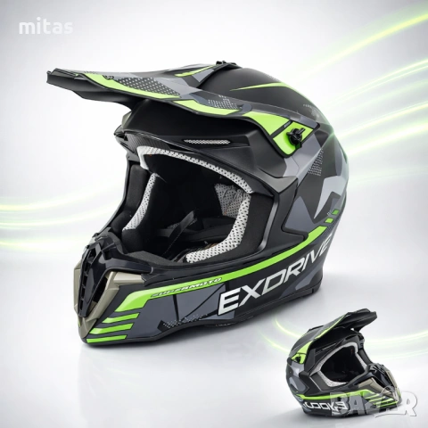 Кросова каска EXDRIVE, Full Face, DOT Сертификат, Размер: XL, снимка 2 - Аксесоари за велосипеди - 52145107