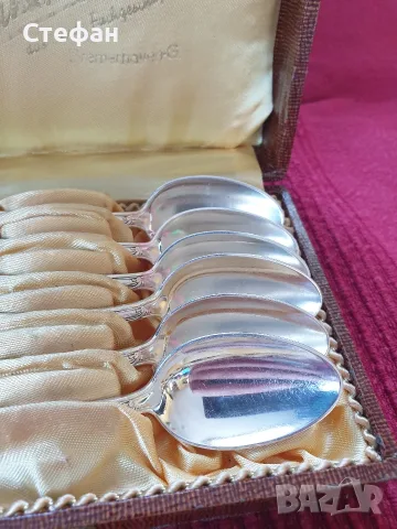 Комплект посребрени лъжички, снимка 2 - Антикварни и старинни предмети - 56084726