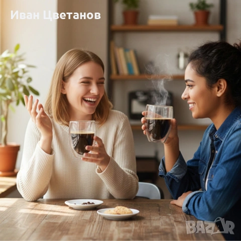 Комплект 2 термоустойчиви чаши от боросиликатно стъкло – 250 мл, двойно дъно