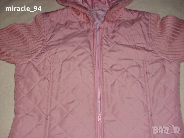 Розово яке с плетени ръкави и плетена качулка - изгодно., снимка 3 - Якета - 31243451