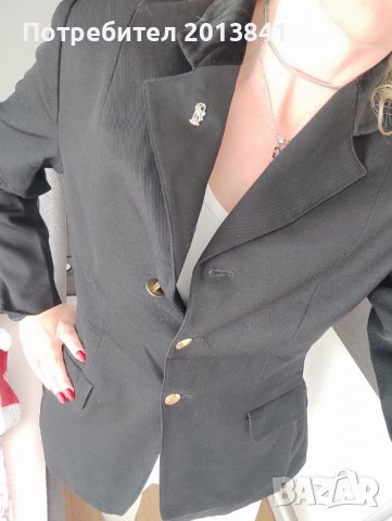 Черно дамско сако със златисти копчета , снимка 1