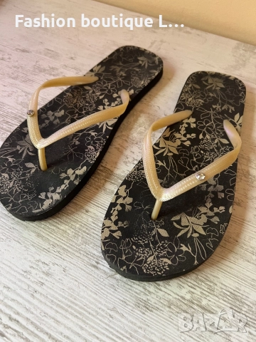 Джапанки с диамантче в кафяв цвят с бежови ленти 37 / 38 номер ❤️, снимка 2 - Джапанки - 52332338