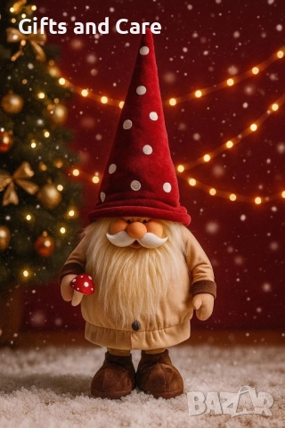 Коледен гном с гъбка за декорация, снимка 2 - Декорация за дома - 52618251
