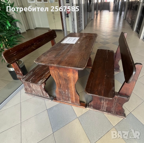 Трапезна маса с 2 бр. пейки, снимка 4 - Маси - 51908638