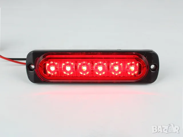 LED габарит с рефлектор 6 LED 12-24V за страничен монтаж с червена светлина