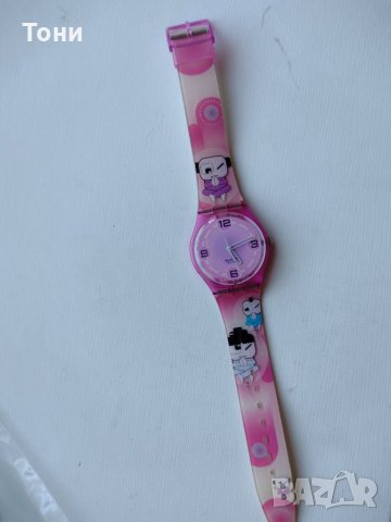 Часовник SWATCH AG 2003 Woman In Pink Clear & Silver Casual Quartz Watch Flower Charm, снимка 1 - Детски - 35495160