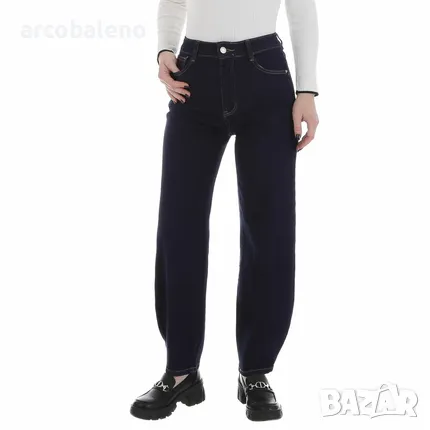 Дамски еластични дънки с висока талия в тъмносиньо, снимка 3 - Дънки - 50237255