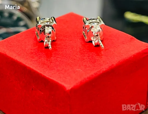 Чисто нови обеци от бяло злато и мойсанит, снимка 6 - Обеци - 47676403