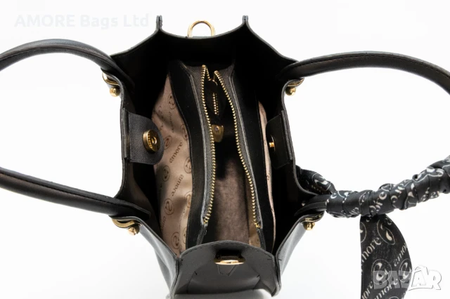 Класическа дамска чанта AMORE Francesca - Black, снимка 3 - Чанти - 50657904