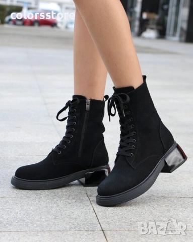 Равни боти - черен велур - BMG10 , снимка 4 - Дамски боти - 51740461