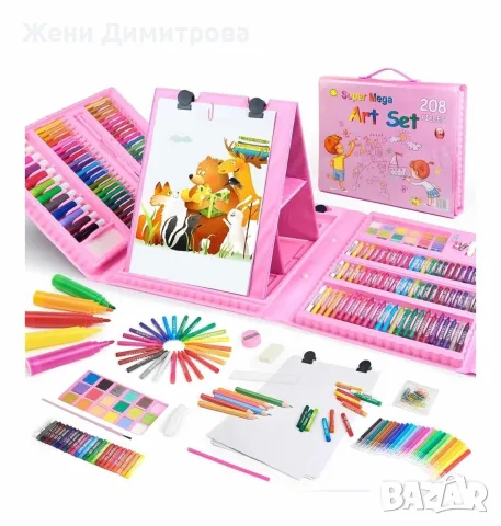 Детски комплект за рисуване в куфар от 208 части - Син/Розов, снимка 3 - Рисуване и оцветяване - 56061676