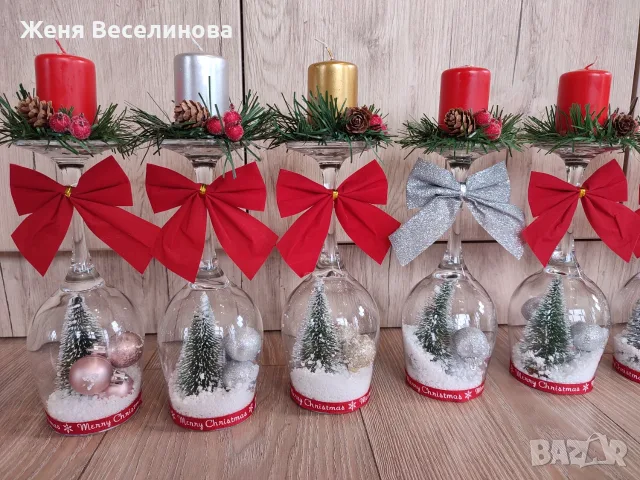Ръчно изработени коледни свещници, снимка 5 - Коледни подаръци - 56484344