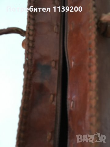 Винтидж френска чанта от 60-те естествена кожа цвят коняк, снимка 6 - Чанти - 29939273