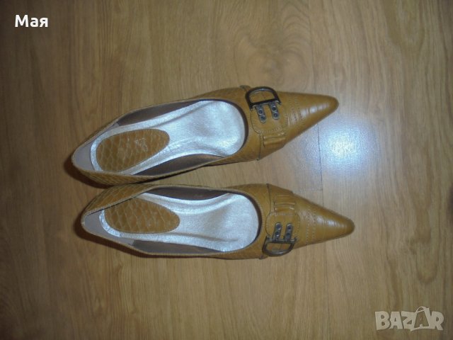 Елегантни дамски обувки цвят охра. № 38, , снимка 10 - Дамски елегантни обувки - 30550400