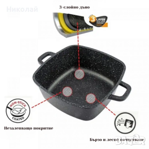 Комплект тенджери – Cheffinger от 3 части с мраморно покритие и капаци + подарък 2 ръкавици, снимка 4 - Съдове за готвене - 53127823