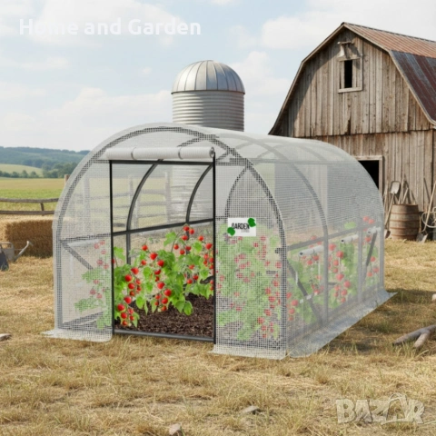 Оранжерия със стабилна поцинкована рамка - професионална защита за вашите култури 