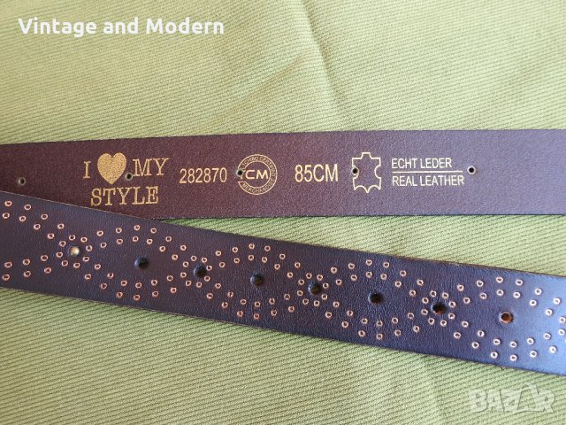 Дамски кафяв кожен колан 85 см, снимка 4 - Колани - 34350272
