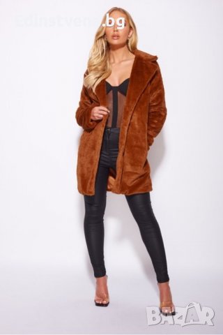 Дамско палто в кафяво, снимка 2 - Палта, манта - 37909776