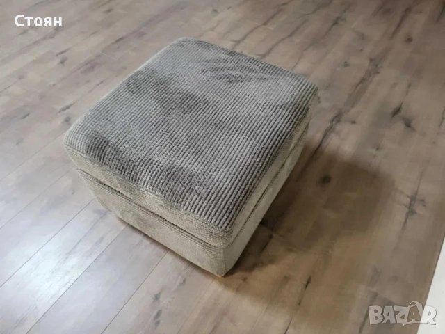  Сива табуретка от плат с функция ракла, снимка 3 - Дивани и мека мебел - 51966617