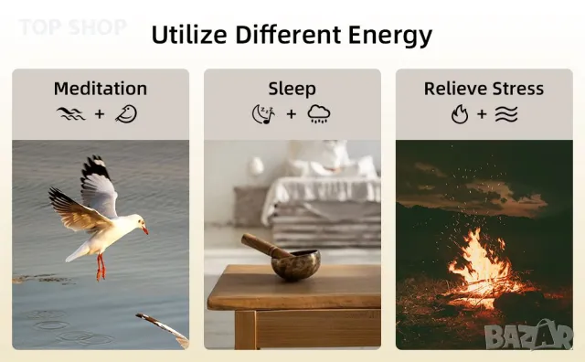 Bluetooth колонка EZVALO машина за бял шум 255+ опции за миксиране нощна лампа за Сън Релакс Йога, снимка 4 - Bluetooth тонколони - 48938487