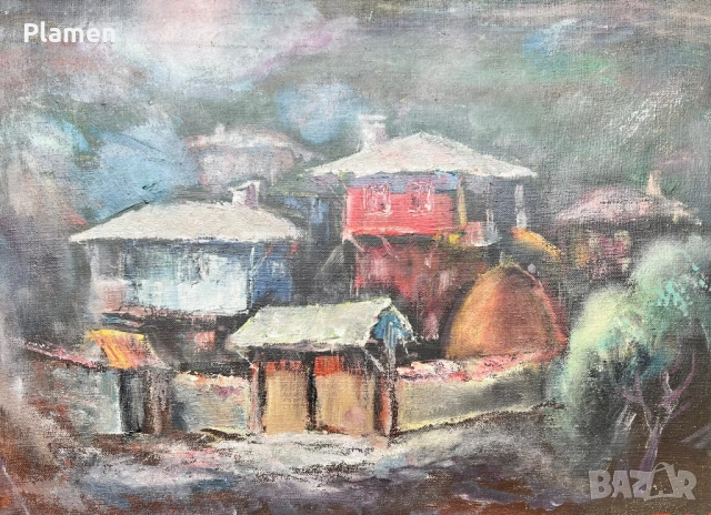 УНИКАТ КАРТИНА МАСЛО ПОДПИСАНА 1980 Г., снимка 2 - Картини - 54149083