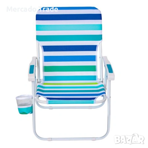 Сгъваем стол с подлакътници Mercado Trade, За къмпинг или плаж, Синьо-Зелен, снимка 2 - Къмпинг осветление - 54109877
