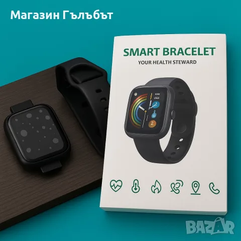 Смарт часовник smart bracelet пулс , крачки работи с всички телефони