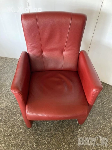 Червено кожено кресло, снимка 3 - Дивани и мека мебел - 53959664