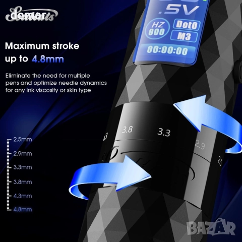 Комплект за татуировки - Машина за шаблонно печатане 6 хода 2,5-4,8 мм, снимка 3 - Други - 52963059