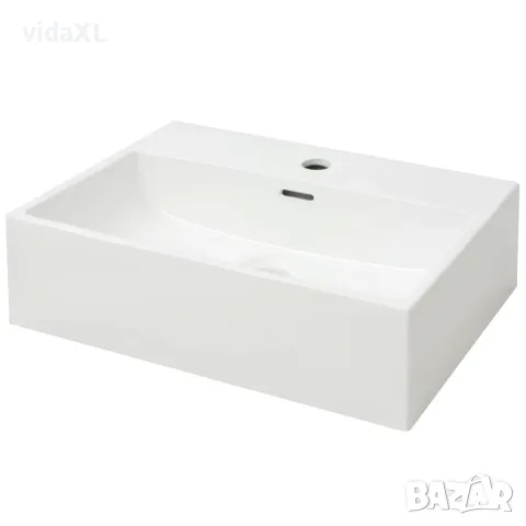 vidaXL Мивка с отвор за кран, керамична, бяла, 51,5x38,5x15 см（SKU: 142346）