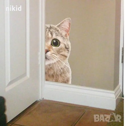 част от глава на коте самозалепващ стикер лепенка за стена прозорец мебел автомобил авто за декор, снимка 3 - Други - 30832144