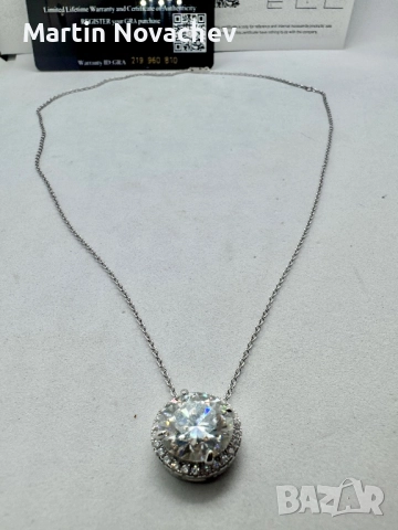 Сребърно колие с мойсанит (Диамант) 5 карата, снимка 8 - Колиета, медальони, синджири - 52253406