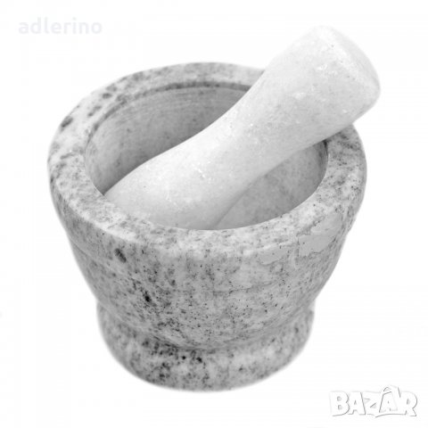 Гранитено хаванче XL, хаванче, кухненско хаванче с чукало, Д 14,5 см, светло сиво, снимка 4 - Аксесоари за кухня - 34391109