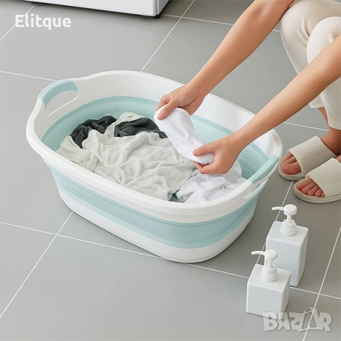 Сгъваем леген за дрехи. Размер: СГЪНАТ : д-55см; ш -25 ; в - 7см / разпънат: д- 55см; ш- 25см; в - 1, снимка 2 - Други стоки за дома - 53126308