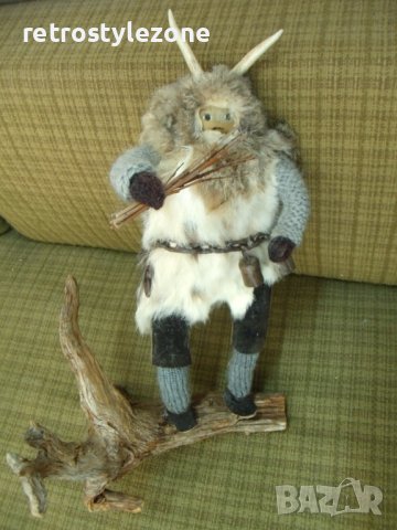 № 6502 стара фигура   - дърво, метал,текстил,кожа  - размери - височина 46 см , ширина 30 см , снимка 5 - Други ценни предмети - 37916268