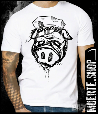 Тениска с щампа COP PIG GRAPHIC, снимка 1 - Тениски - 36499209