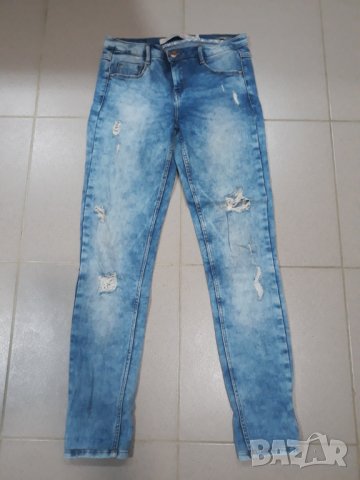 Светлосини дамски накъсани дънки Zara, снимка 1