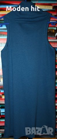 Bershka рокля - туника без ръкав с шал яка /тюркоазено синьо/, снимка 3 - Рокли - 30373580