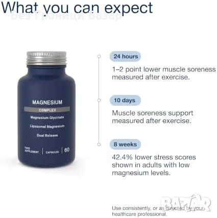 Нови Магнезий Bisglycinate + Liposomal Citrate 125mg 60 Веган капсули, снимка 6 - Хранителни добавки - 56010465