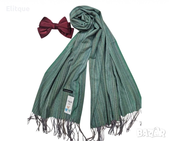 Стилен мек шал за мъже с тънки ивици, контрастен цвят, снимка 6 - Шалове - 52843105