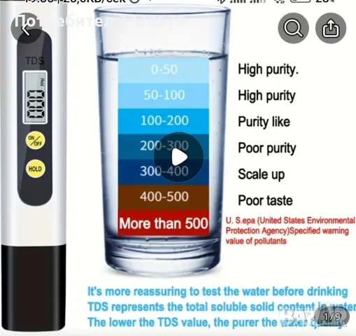 Тестер за проверка киселинността на водата - pH, снимка 2 - Стерилизатори - 48541122