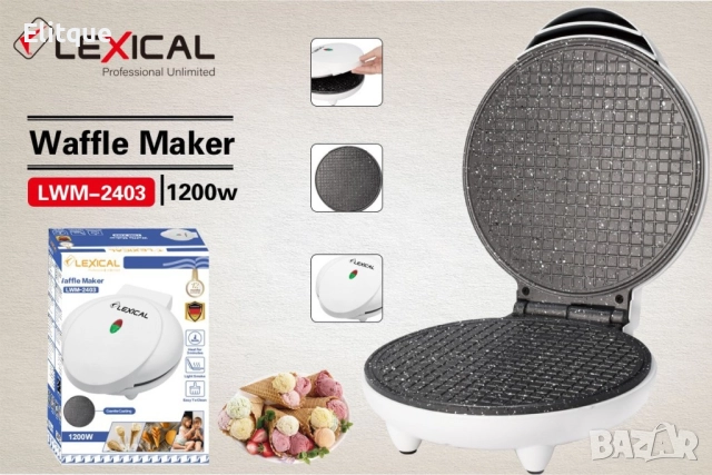 Кръгъл уред за приготвяне на гофрети Lexical LWM-2403