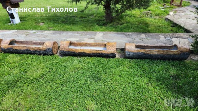 Градински кашпи от щампован бетон имитация на дърво, снимка 5 - Саксии и кашпи - 40664286