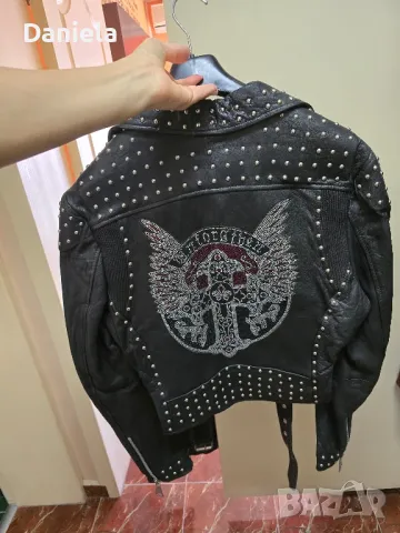 Намалено!!! Кожено яке Dirty12 Wing Skull ръчна изработка Германия , снимка 6 - Якета - 38920148