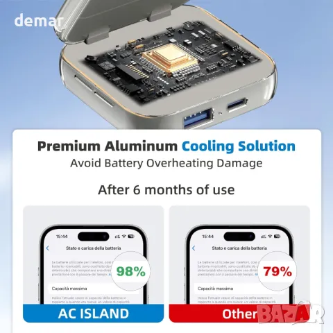 Безжична станция за зареждане AC Island 5 в 1, зарядно устройство Mag-Safe, титаниево сиво, снимка 7 - Безжични зарядни - 48837606