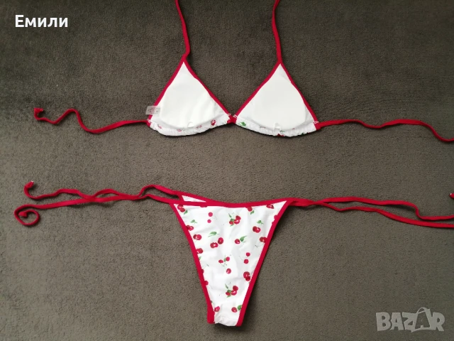 Нов комплект дамски бански от две части с принт черешки р-р M, L, XL, снимка 15 - Бански костюми - 50899453